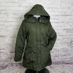 Madden Girl Army Green Puffer Long Jacket - Juniors XL